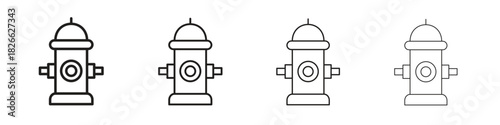 Fire hydrant icons. Editable stroke. Pixel perfect thin line icons.