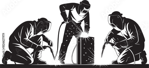 Action and drama character icon set. Vector glyph pictograms of suited man, gun pose, dramatic stance, cinematic figure, thriller symbol, intense motion, bold silhouette black silhouette