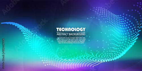 Abstract Neon Wave Of Light Dots In Blue And Purple Gradient For Tech And Futuristic Design