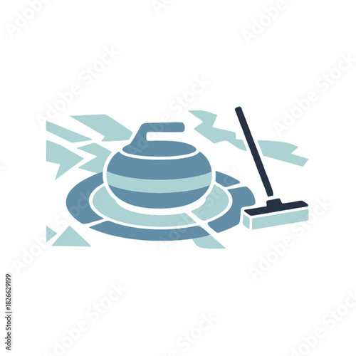 Curling Stone Flat Vector Illustration