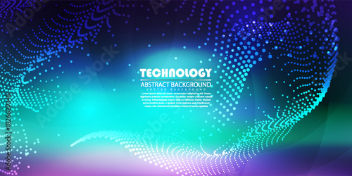 Abstract Neon Wave Of Light Dots In Blue And Purple Gradient For Tech And Futuristic Design.vector illustration eps10