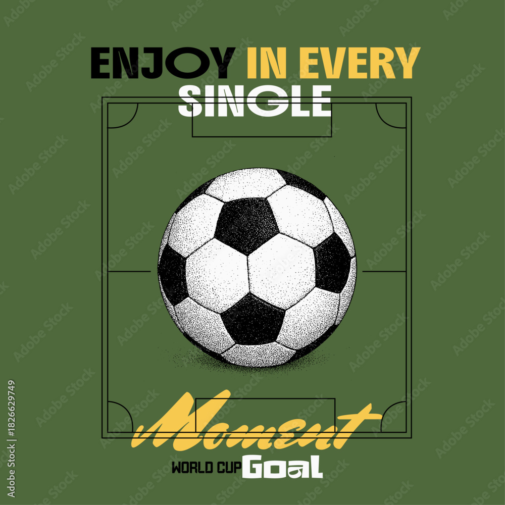 Fototapeta premium Football tee t shirt design. football slogan tee t shirt design. athletic sporty sports graphics. vintage grunge texture football. boys, mens, women's, girls socker print design.