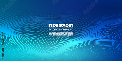 Abstract Blue Wave Pattern With Dots And Gradient For Technology Backgrounds