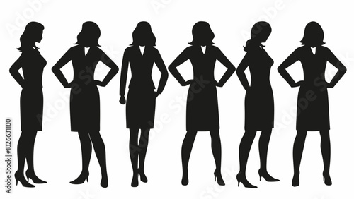Dynamic silhouettes of professional women, representing diversity and empowerment in business, perfect for corporate branding and modern leadership concepts