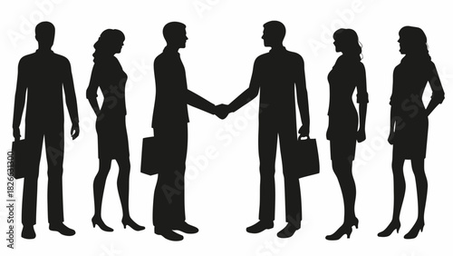 Dynamic team of business professionals shaking hands, sealing a deal, and ready for success in modern corporate world, teamwork and collaboration