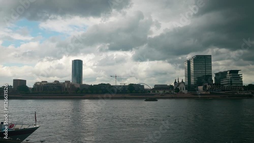 Wallpaper Mural Rhine river and city skyline with cloudscape in Cologne, Germany. Torontodigital.ca