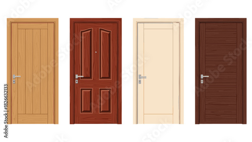 Beautiful selection of modern doors for home interior design with natural wood grain textures and styles that bring warmth and inviting charm