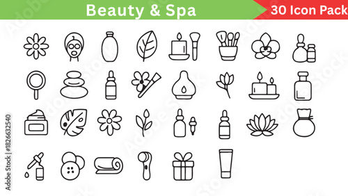 Beauty & Spa Icon Set – Wellness, Skincare, Salon, Spa Vector Pack