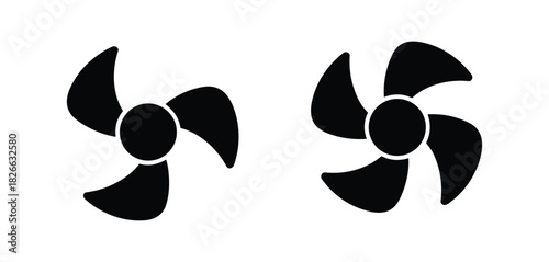 Black propeller icon set showing three and four blade designs for air movement