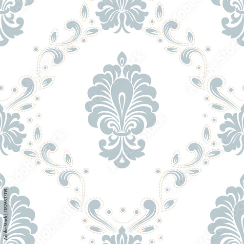 Damask modern seamless pattern element. Vintage classical old fashioned damask ornament, seamless texture for wallpapers, textile.