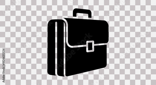 Black briefcase icon on transparent background for business and professional use