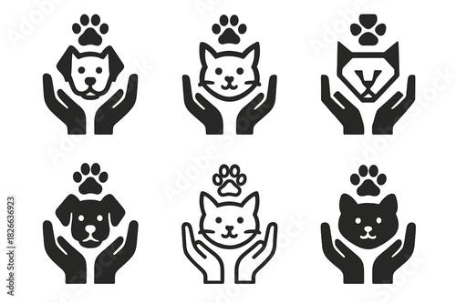 Breeder Logo Variations. Breeder. Icon set. Set Logo of Breeder: Animal Care Tools. harmonious logo variations of the same emblematic concept, each with