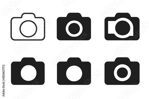 Camera Icon Variations. Photography and videography services. Icon set. Set Logo of photography and videography services: camera. harmonious logo variations of