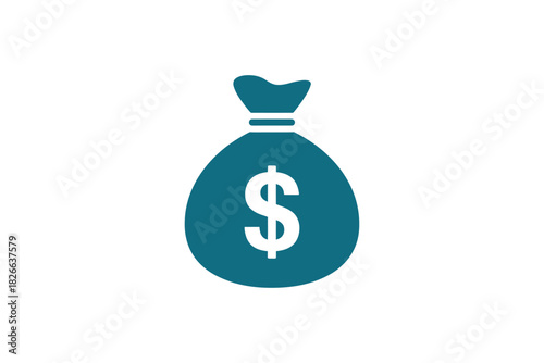 Money bag icon simple flat vector design isolated on white background for finance and investment concepts