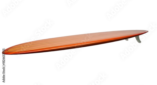 Photography Isolated orange colored surf board, surfing gear, water sports activity, single