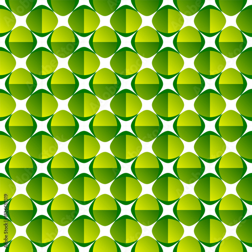 Seamless yellow green geometric pattern with white morning star shapes forming a plaid-like fabric design. Square layout ideal for textiles, wallpapers, packaging, and decorative surfaces.