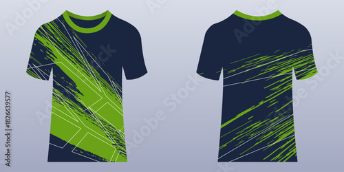 T-shirt mockup, sport shirt template design for soccer jersey, football kit. Tank tops for basketball jersey, running singlet. Fabric pattern for sport uniform in front, back view. Vector Illustration