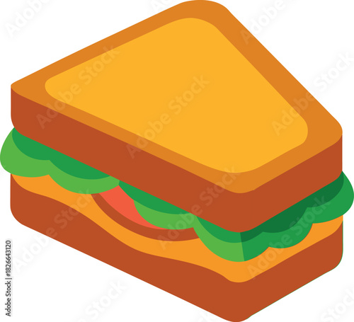 Colorful Grilled Cheese Sandwich with Lettuce and Tomato Layers