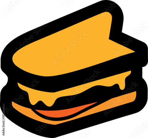 Cartoon Grilled Cheese Sandwich with Melting Layers