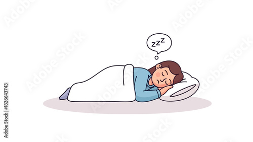Woman sleeping soundly on a pillow with zzzs indicating sleep