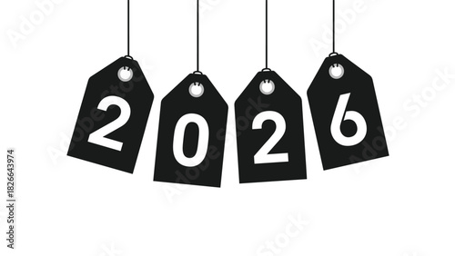 Exciting 2026 arrival countdown with hanging tag decorations as we anticipate the future and celebrate new beginnings