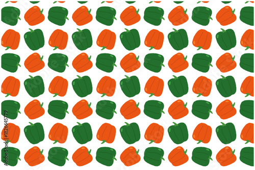 赤ピーマンと緑ピーマンのパターン壁紙