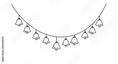 Festive garland with small hanging bells a charming holiday decoration illustration