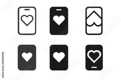 Digital Dating Icons. Dating in the Digital Age. Icon set. Set Logo of Dating in the Digital Age: Dating App Icon. harmonious logo variations of the same