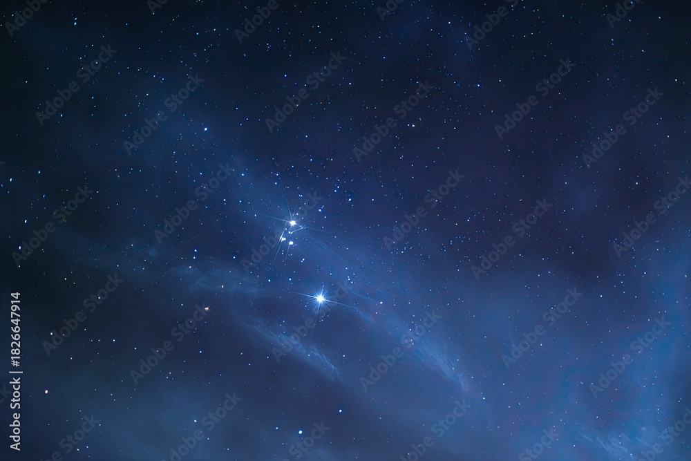 Obraz premium Vast expanse of a starry night sky, a celestial display with nebulae and glowing stars