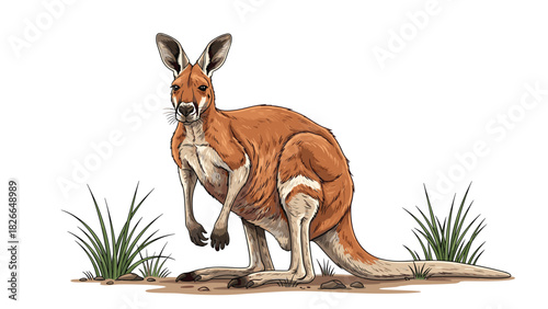 Majestic kangaroo standing tall in the wild outback, a symbol of Australia's unique wildlife, strength, and resilience in nature