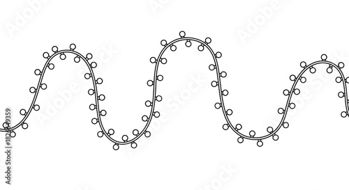 Minimalist outline of looped rope lights with thin mono line bulbs on a white background