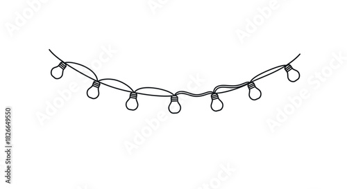 Minimalist line art of a fairy light bulb with a delicate wire curve