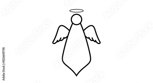Minimal teardrop angel body line art illustration