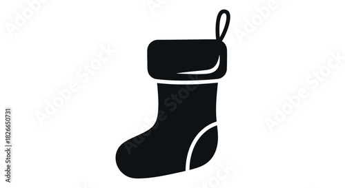 Minimalist christmas stocking silhouette for holiday design