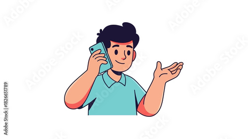 Man Talking on Phone A Simple Vector Illustration for Communication and Support Services