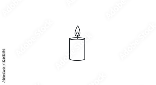 Simple minimalist stub candle line art with clean edges