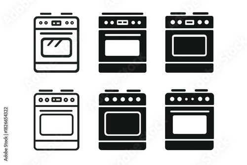 Harmonious Logo Range. Range. Icon set. Set Logo of range: smart range with touch controls. harmonious logo variations of the same emblematic concept, each