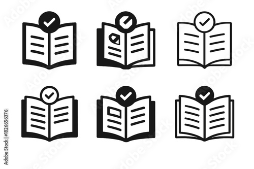 Journaling Logo Icons. Professional journaling. Icon set. Set Logo of professional journaling: daily reflection page. harmonious logo variations of the same