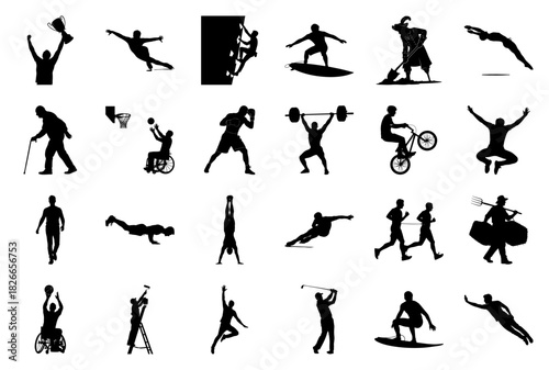 Silhouettes of People Participating in Sports and Physical Activities