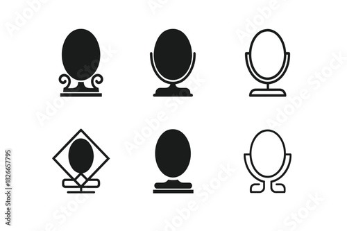 Luxury Boutique Logos. Luxury Boutique. Icon set. Set Logo of Luxury Boutique: Fashion Mirror. harmonious logo variations of the same emblematic concept