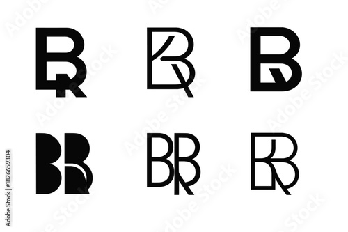 Minimalist Logo Variations. Minimalist designs with bold typography. Icon set. Set Logo of minimalist designs with bold typography: Overlapping letters forming