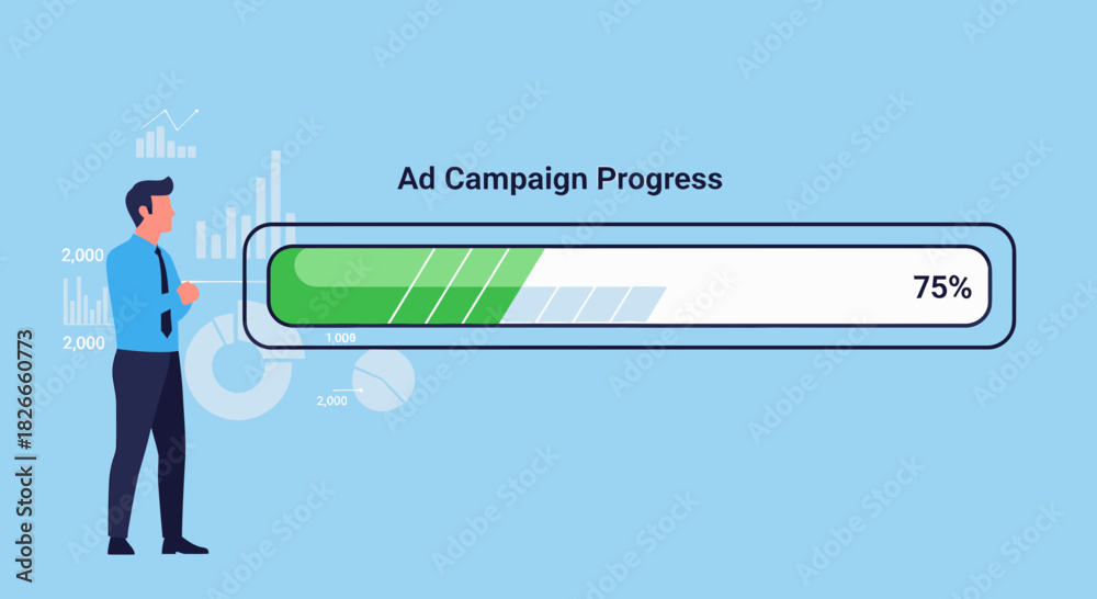 Fototapeta premium Visualizing Ad Campaign Progress Bar And Business Metrics