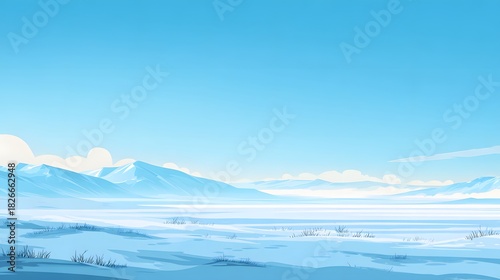 Wallpaper Mural Flat vector wide winter horizon soft snow layers clear sky pure open layout Torontodigital.ca