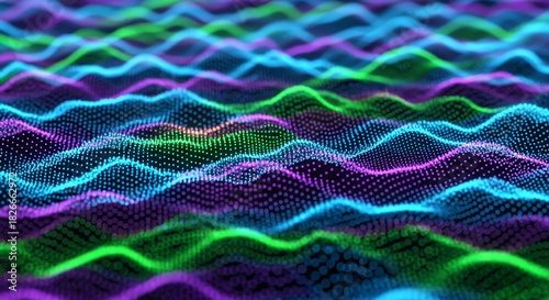 Abstract colorful wave pattern in vibrant neon hues  