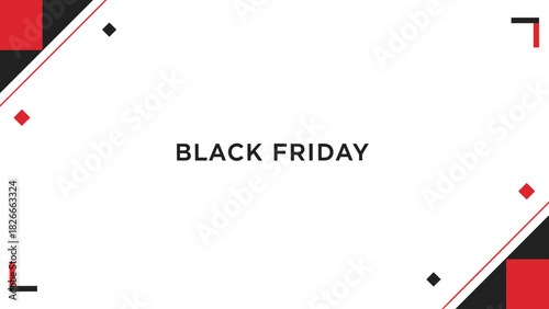 Bold geometric Black Friday sale promo graphic with modern red and black design elements