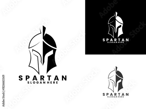 Spartan helmet elegant logo design vector template. Spartan logo design vector