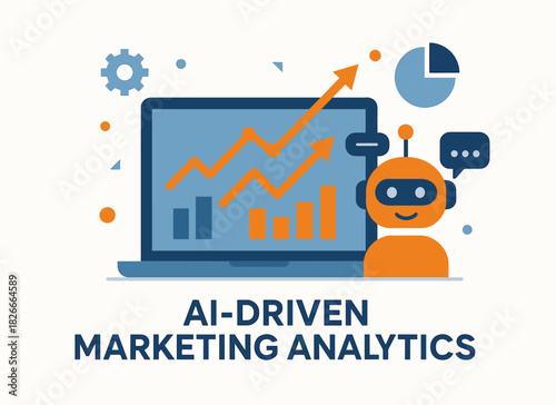 Ai-driven marketing analytics with robot and data visualization