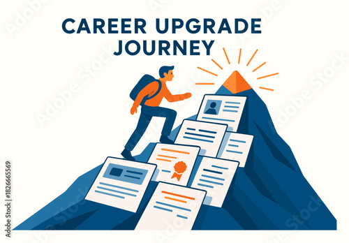 Young adult journey: climbing career documents with determination toward success