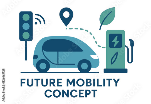 Eco-friendly future mobility concept with electric car and charging station