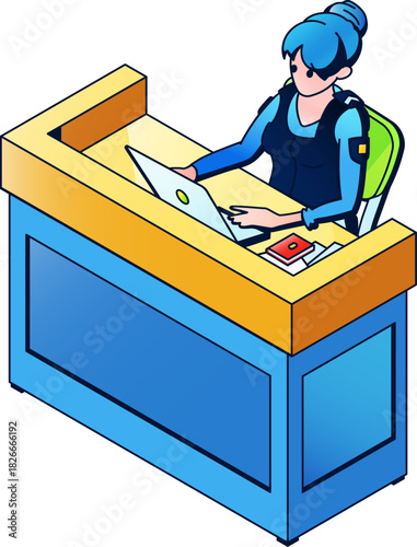 Woman Works in Office